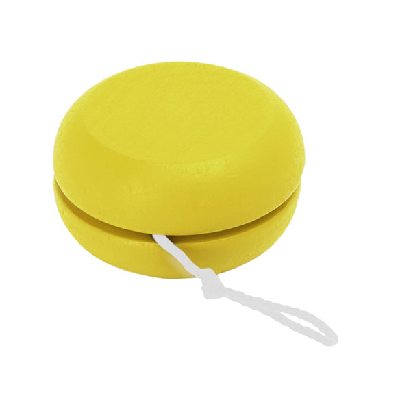 Rosko - Yoyó de madera natural con cordón de 100 cm en color blanco - Amarillo