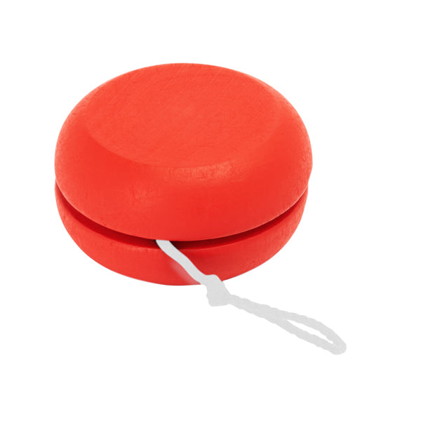 Rosko - Yoyó de madera natural con cordón de 100 cm en color blanco - Rojo