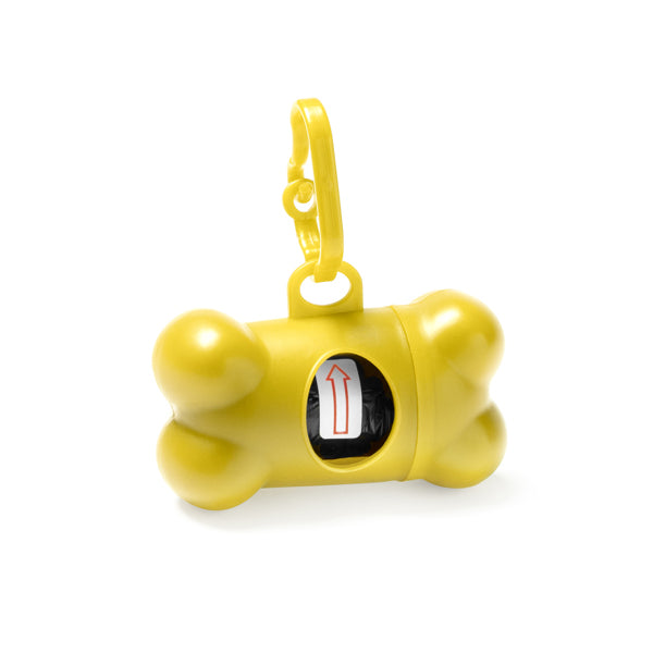 Simba - Dispensador de bolsas para mascotas con mosquetón de transporte a juego - Amarillo