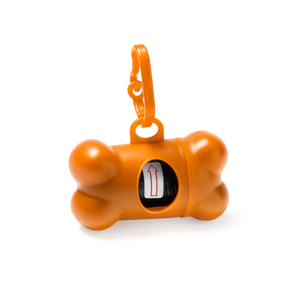 Simba - Dispensador de bolsas para mascotas con mosquetón de transporte a juego - Naranja