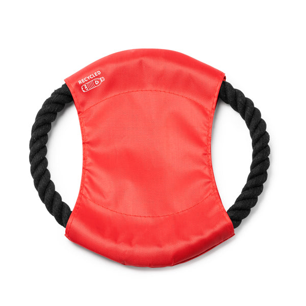 Demak - Frisbee para mascotas con tejido central de RPET y cuerda de algodón - Rojo