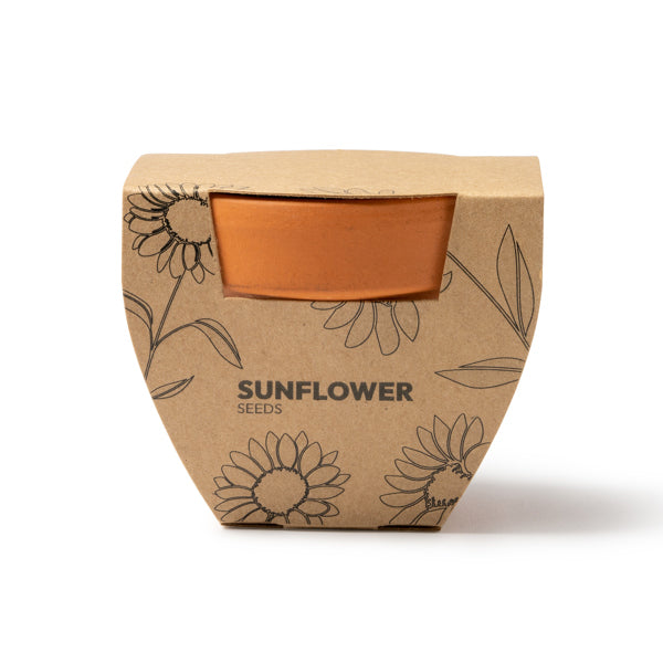 Girax - Macetero de terracota con semillas de girasol - Crudo