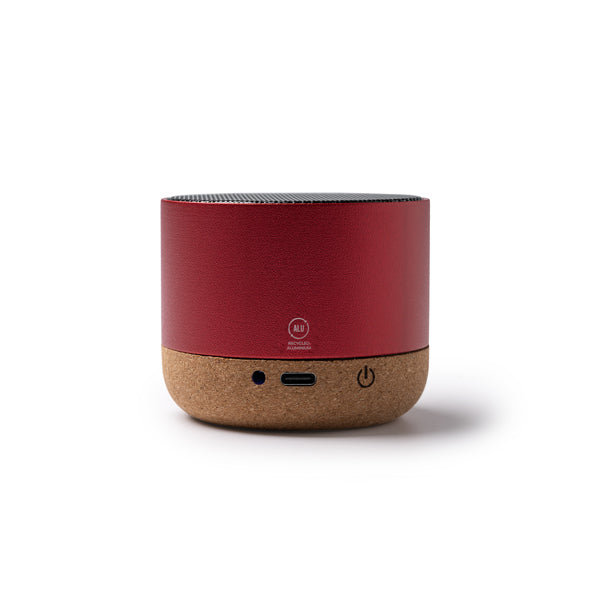 Voxel - Altavoz inalámbrico fabricado en aluminio reciclado y base de corcho - Rojo