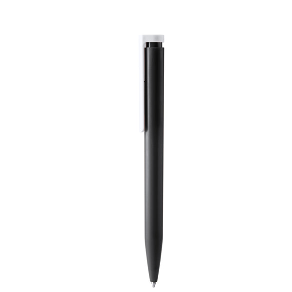 Kanor - Bolígrafo con cuerpo de ABS reciclado con pulsador con clip integrado - Negro
