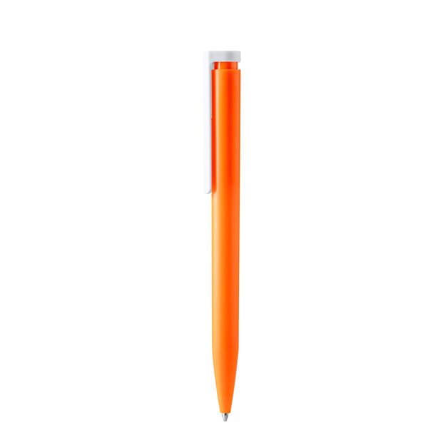 Kanor - Bolígrafo con cuerpo de ABS reciclado con pulsador con clip integrado - Naranja