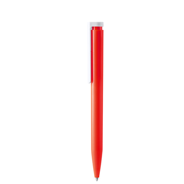 Kanor - Bolígrafo con cuerpo de ABS reciclado con pulsador con clip integrado - Rojo