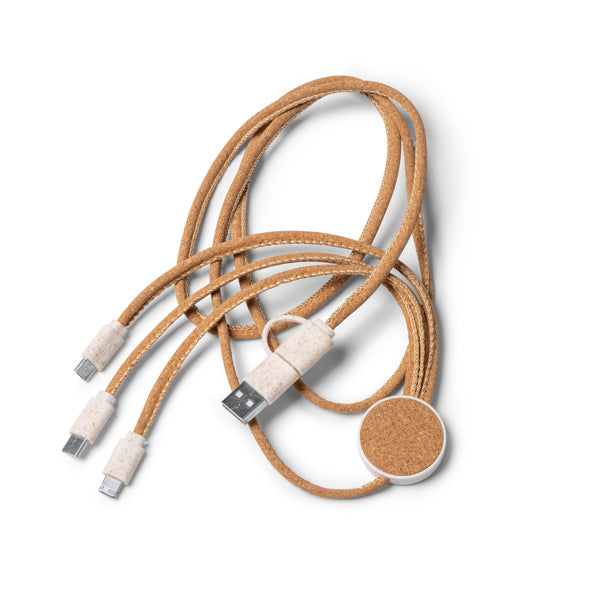 Metrik - Cable cargador 5 en 1 con cuerpo de corcho y fibra de trigo - Crudo