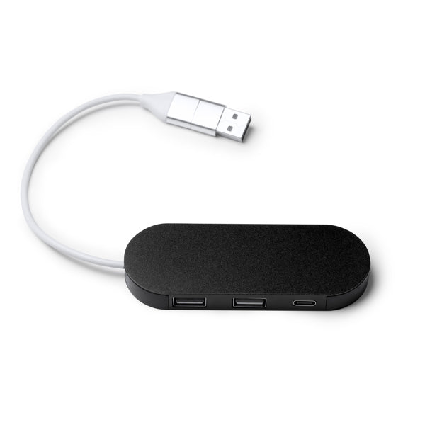 Dorian - Puerto USB realizado en aluminio reciclado - Negro