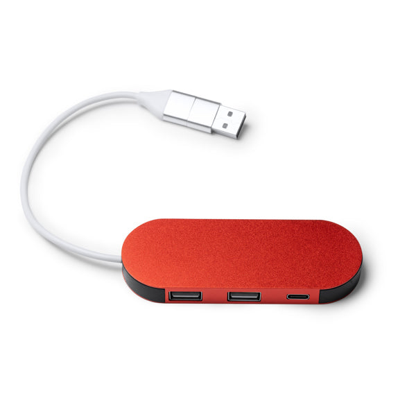 Dorian - Puerto USB realizado en aluminio reciclado - Rojo