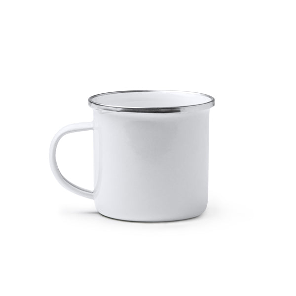 Cardif - Taza metálica esmaltada, con diseño retro y acabado esmaltado - Blanco