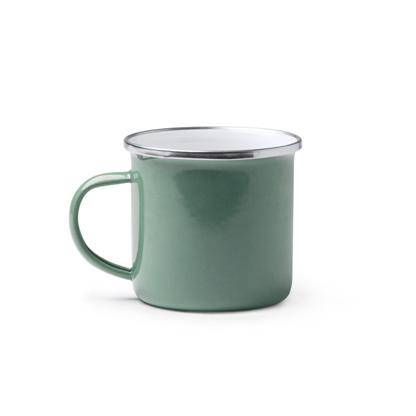 Cardif - Taza metálica esmaltada, con diseño retro y acabado esmaltado - Verde Salvia
