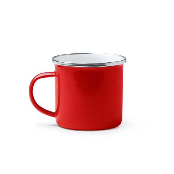 Cardif - Taza metálica esmaltada, con diseño retro y acabado esmaltado - Rojo