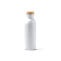 Levu - Bidón de acero inoxidable 304 reciclado de acabado mate con tapón de bambú - Blanco