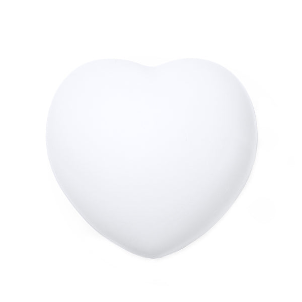 Biku - Corazón anti-estrés en color liso, con tacto suave y acabado brillante - Blanco