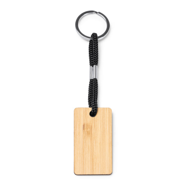 Yeste - Llavero de madera en dos formatos con resistente cordón en políester - Rectangular