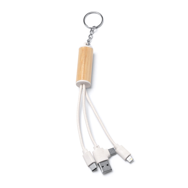 Pombo - Cable cargador 4 en 1 elaborado en bambú y fibra de trigo - Crudo