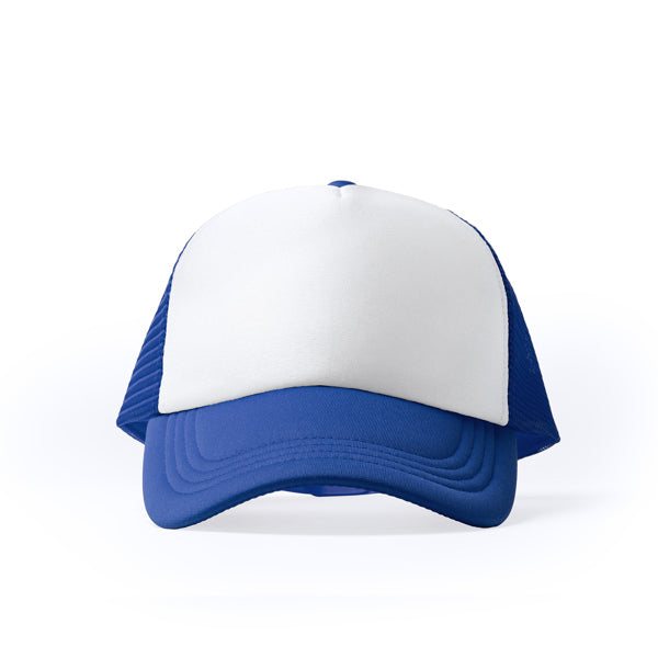 Barny - Gorra de políester de 5 paneles con panel frontal acolchado en color blanco - Royal