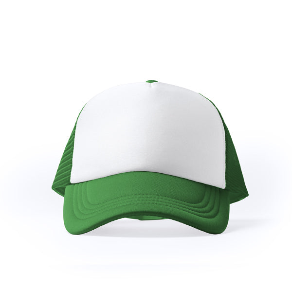 Barny - Gorra de políester de 5 paneles con panel frontal acolchado en color blanco - Verde Helecho