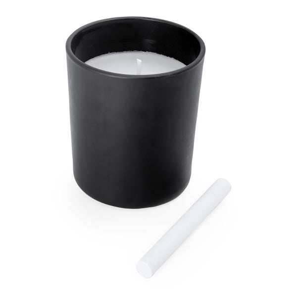 King - Vela aromática con olor a vainilla en recipiente cerámico negro redondo - Negro