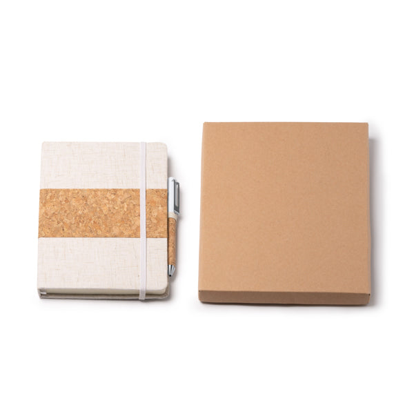 Beret - Set libreta A5 y bolígrafo presentados en un estuche de cartón kraft - Crudo