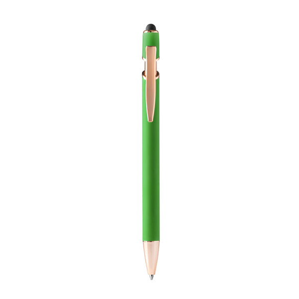 Roses - Bolígrafo metálico con tacto suave y detalles en color oro rosa - Verde Helecho