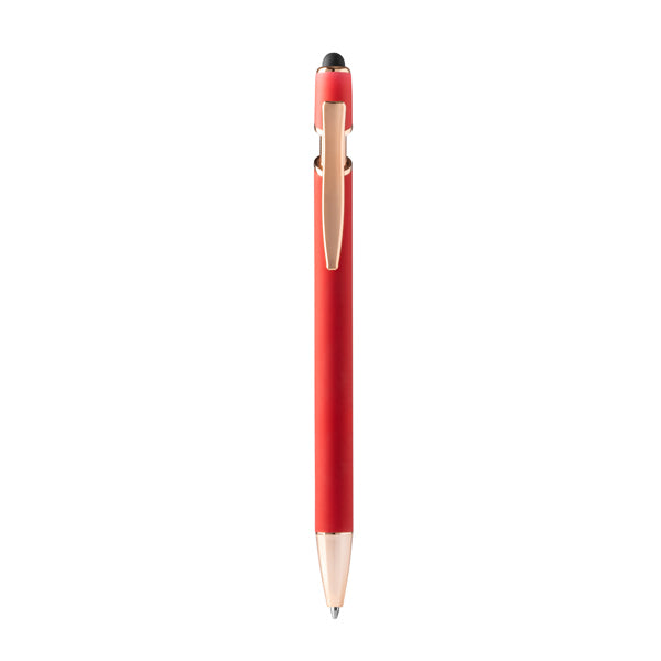 Roses - Bolígrafo metálico con tacto suave y detalles en color oro rosa - Rojo