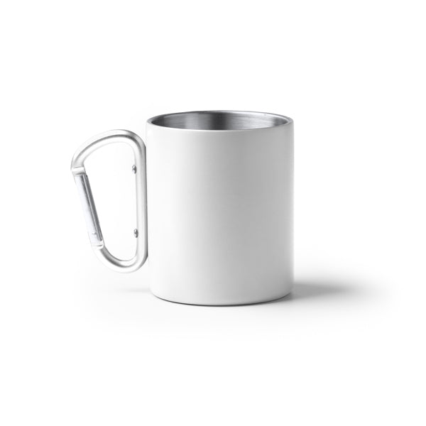 Nasik - Taza de acero reciclado 304 inoxidable de doble pared en acabado mate - Blanco