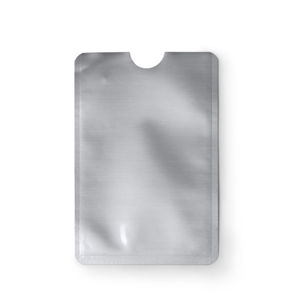 Travis - Tarjetero con sistema de seguridad RFID con acabado en aluminio - Plata