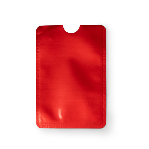 Travis - Tarjetero con sistema de seguridad RFID con acabado en aluminio - Rojo
