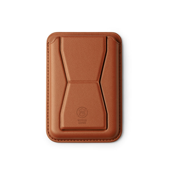 Sekun - Tarjetero con soporte plegable realizado en PU reciclado - Marron