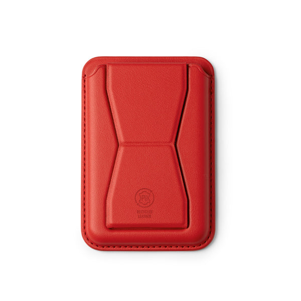 Sekun - Tarjetero con soporte plegable realizado en PU reciclado - Rojo