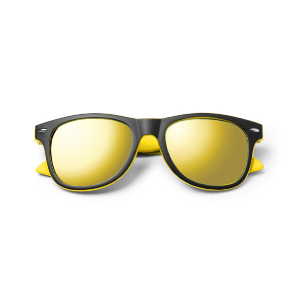 Mezek - Gafas de sol de diseño clásico con montura bicolor y lentes de espejo - Amarillo