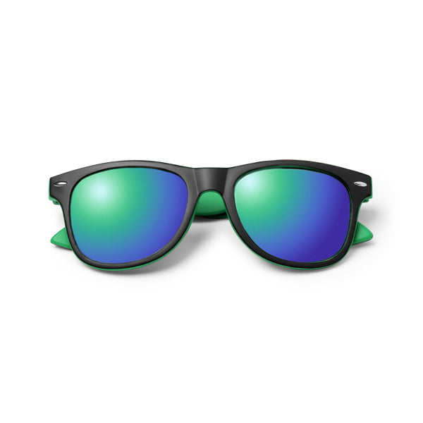 Mezek - Gafas de sol de diseño clásico con montura bicolor y lentes de espejo - Verde Helecho