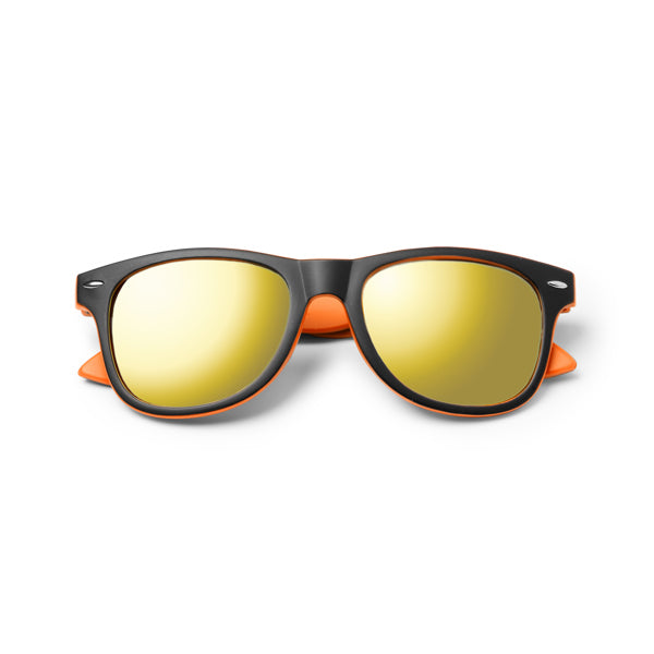 Mezek - Gafas de sol de diseño clásico con montura bicolor y lentes de espejo - Naranja