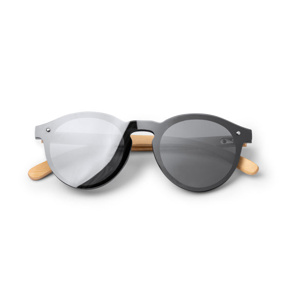 Colton - Gafas de sol con lentes de espejo y varillas en bambú - Crudo