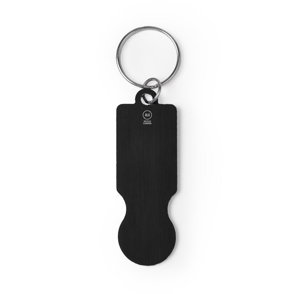 Hornet - Llavero de aluminio reciclado con moneda para el carro de la compra - Negro
