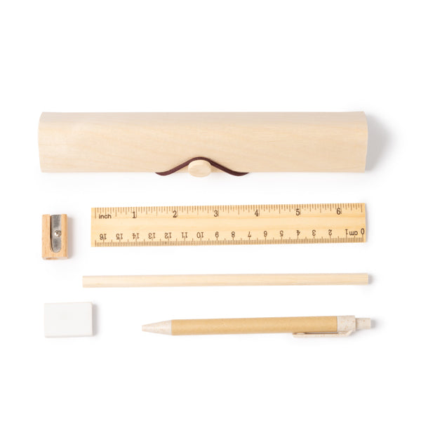 Sakis - Set de escritura de madera natural presentado en estuche de madera - Crudo