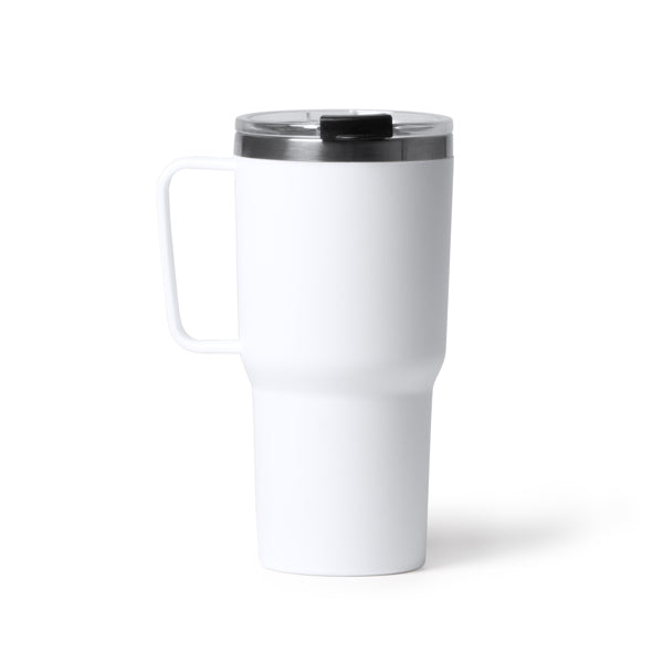 Kencher - Taza de doble capa, acero inoxidable 304 y PP - Blanco
