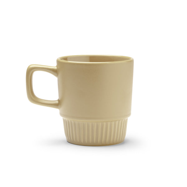 Longi - Taza de cerámica con base con diseño biselado - Beige
