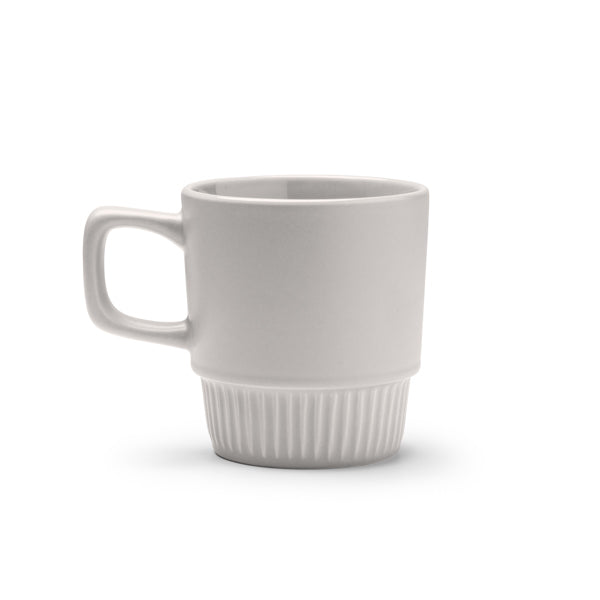 Longi - Taza de cerámica con base con diseño biselado - Gris