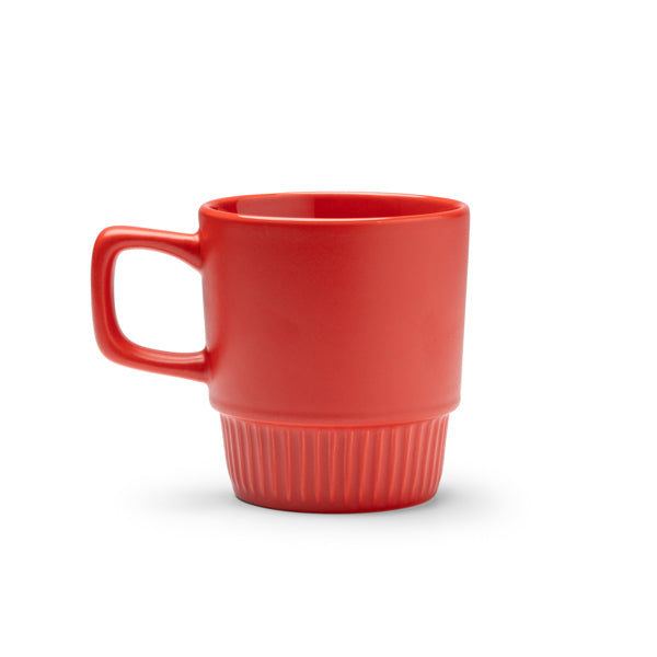 Longi - Taza de cerámica con base con diseño biselado - Rojo