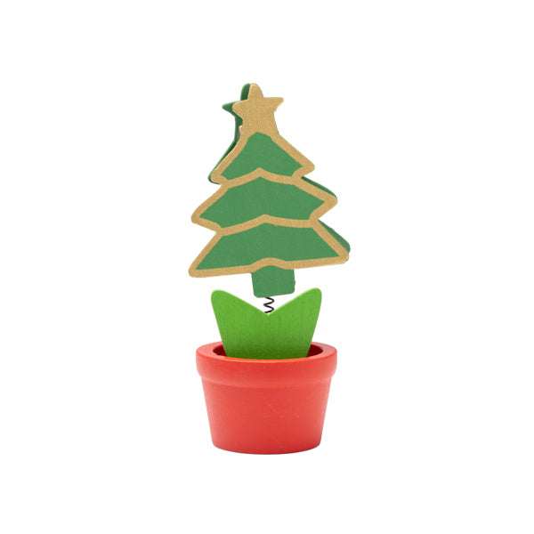 Basov - Soporte de diseño navideño con clip portanotas, realizado en madera - Arbol