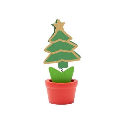 Basov - Soporte de diseño navideño con clip portanotas, realizado en madera - Arbol