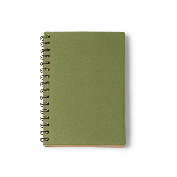 Nusax - Libreta A5 con portada rígida de cartón reciclado y espiral doble - Verde Helecho