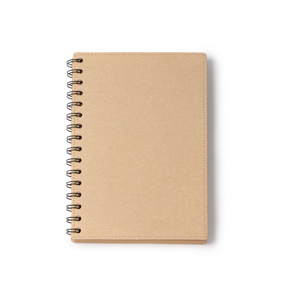 Nusax - Libreta A5 con portada rígida de cartón reciclado y espiral doble - Crudo