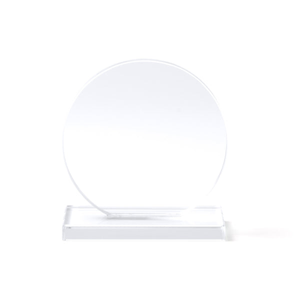 Venki - Trofeo de cristal de diseño circular con base rectangular - Transparente