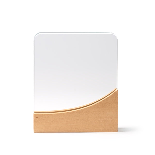 Kuder - Trofeo de cristal de diseño rectangular con base de bambú - Transparente