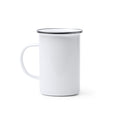 Alepo - Taza alta metálica esmaltada con borde redondeado en color plata - Blanco