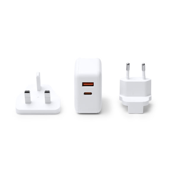 Bapek - Adaptador de viaje universal con conectores intercambiables - Blanco