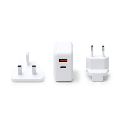 Bapek - Adaptador de viaje universal con conectores intercambiables - Blanco